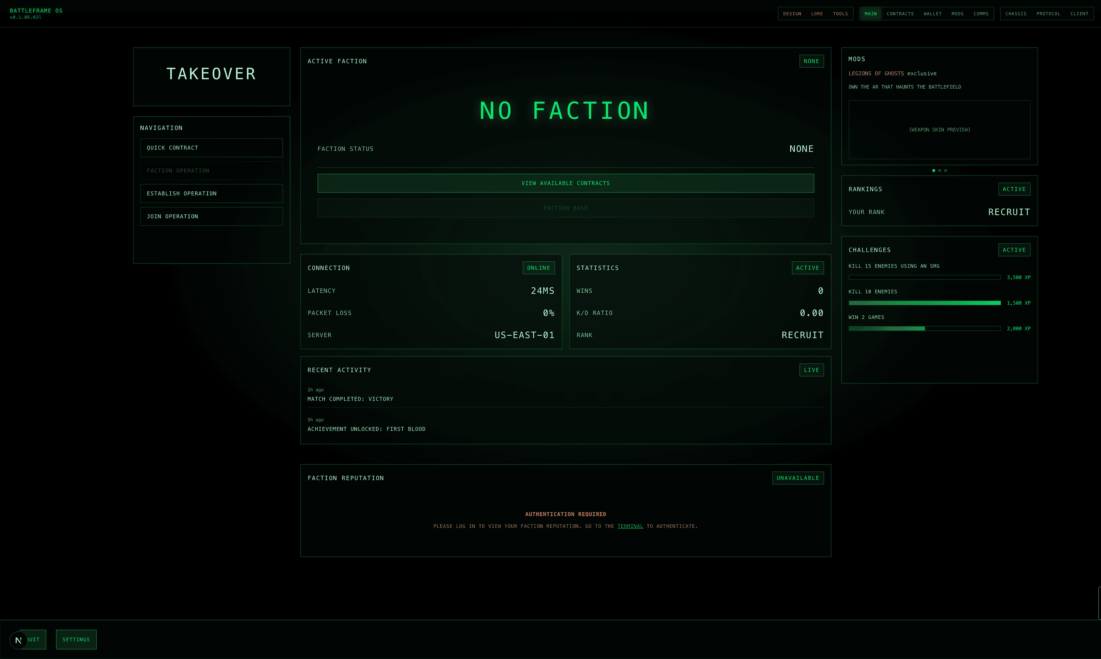 Battleframe OS console home